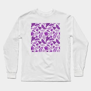 Leaves Pattern - Purple Long Sleeve T-Shirt